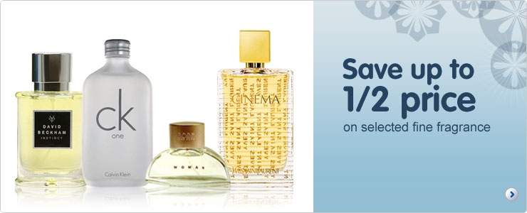Save up to 1/2 price on selected fine fragrances